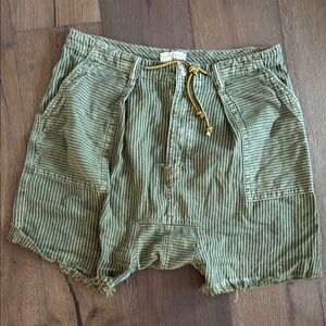 Free People Green Cargo Shorts Relaxed Fit Large Harem Style